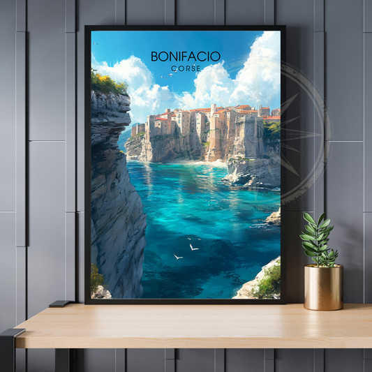 Affiche Bonifacio | Poster décoratif Corse | Affiche Corse