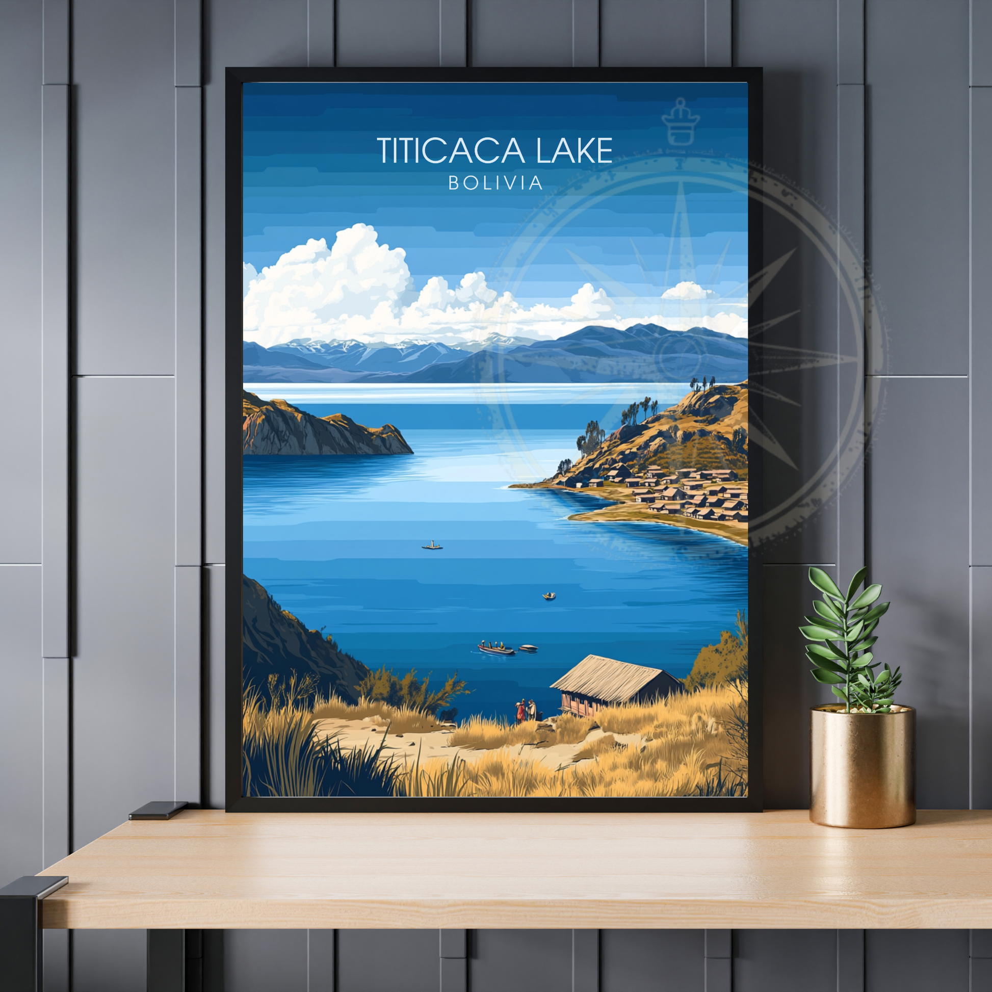 Affiche Lac Titicaca | Poster de voyage Bolivie | Affiche Lac