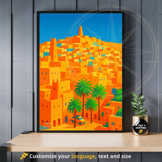 Affiche Ghardaïa | Poster Ghardaïa | Affiche Sahara | Algérie