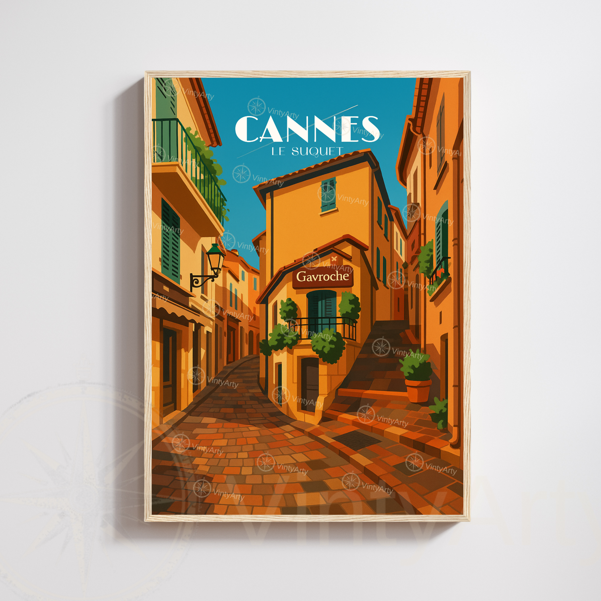 Affiche Cannes | Poster de voyage Le Suquet | Affiche France