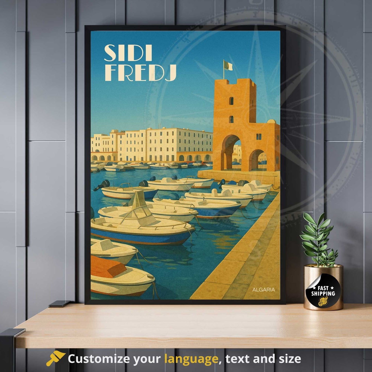 Affiche Alger | impression Alger | Sidi Fredj | Affiche de voyage Algérie