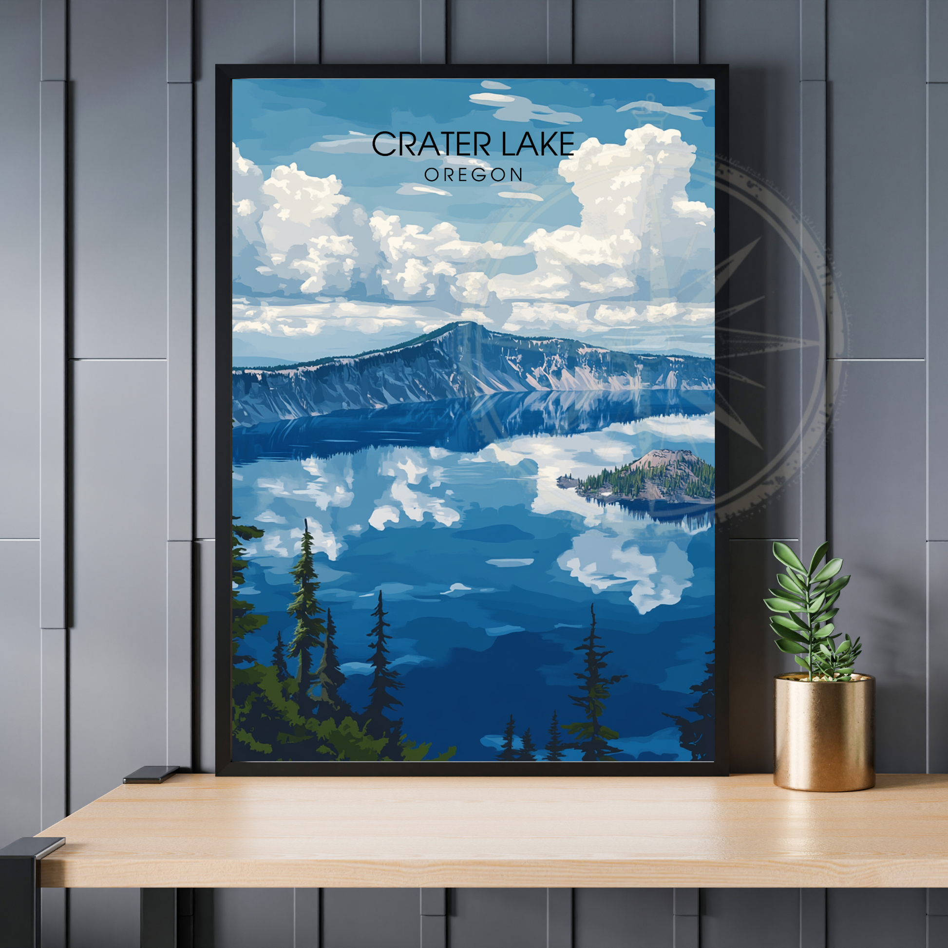 Affiche Lac Crater Oregon | Impression de voyage États-Unis | Affiche Lac