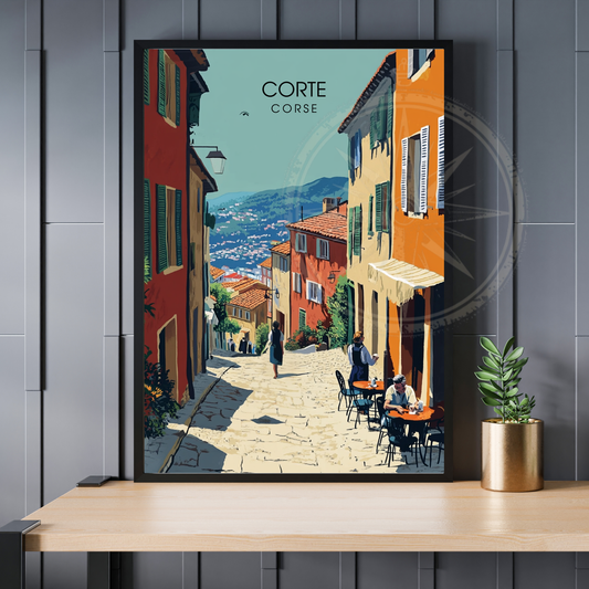 Affiche Corte | Poster de voyage Corse | Affiche Corse