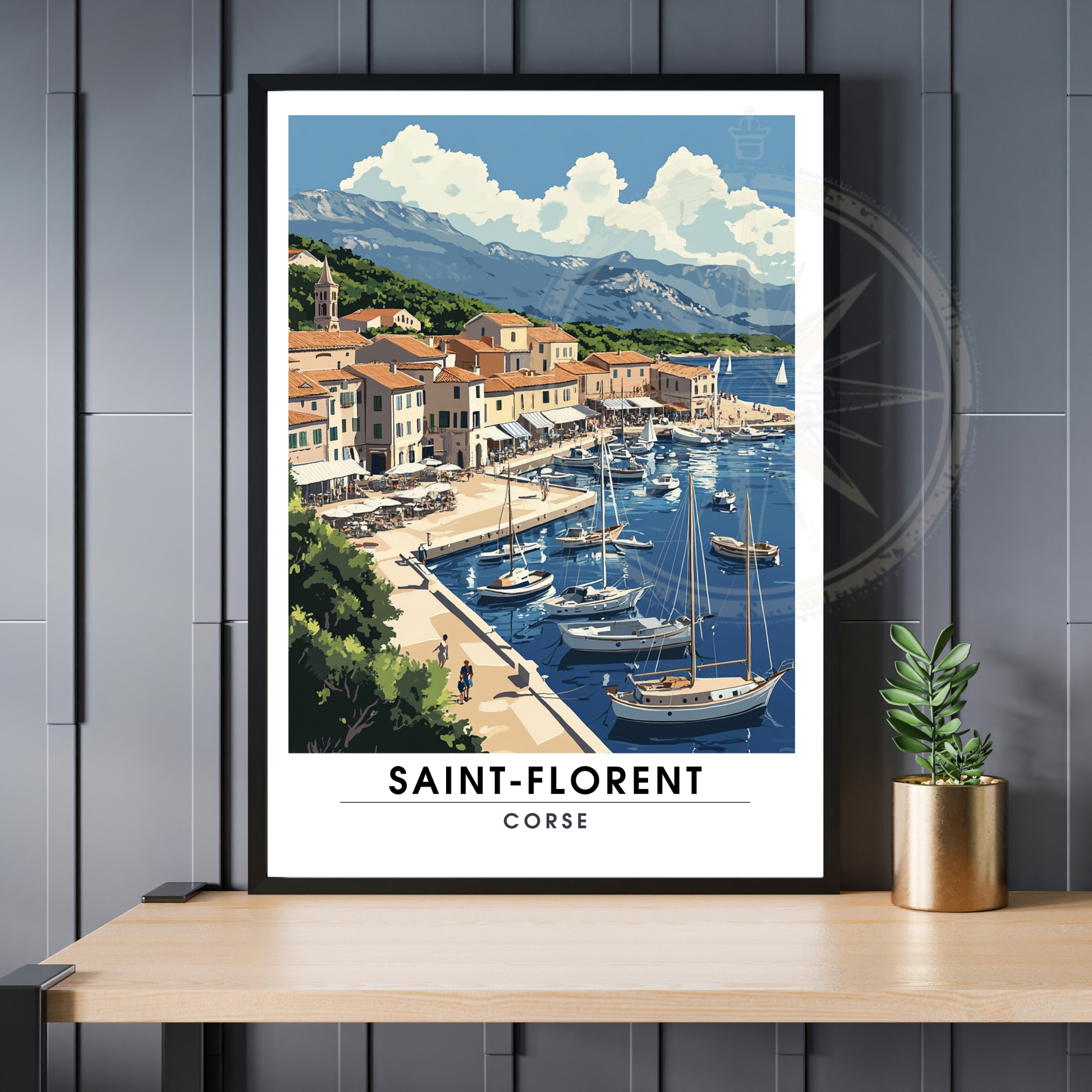 Affiche Saint Florent | Poster de voyage Corse | Affiche Corse