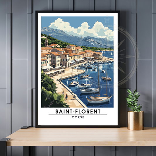 Affiche Saint Florent | Poster de voyage Corse | Affiche Corse