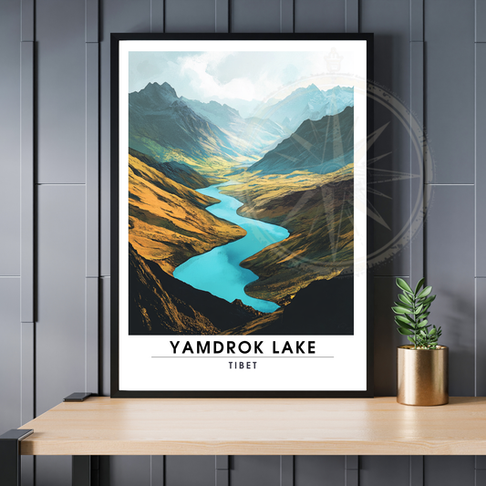 Affiche Lac Yamdrok  | Impression de voyage Tibet | Affiche Lac