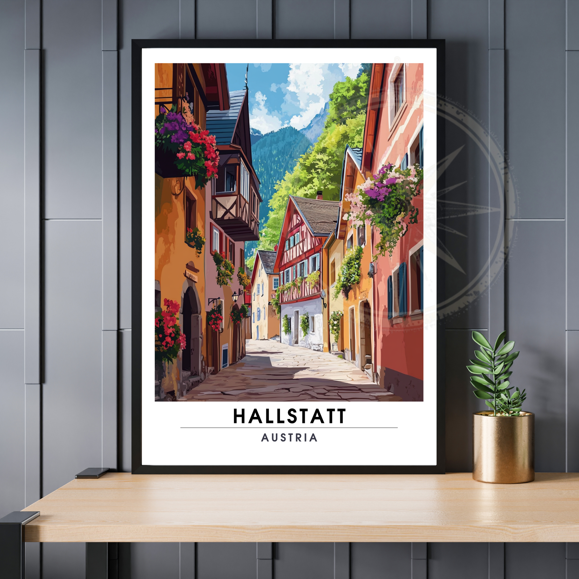 Affiche Hallstatt | Impression de voyage Autriche | Affiche Autriche