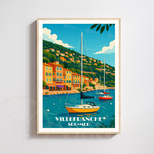 Affiche Villefranche-sur-Mer | Poster Murale France | Affiche Côte d'Azur