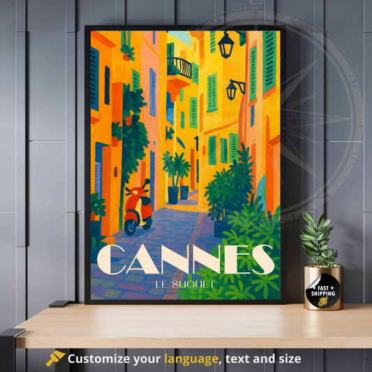 Affiche Cannes | Impression de voyage Cannes | Affiche France  | Affiche Le Suquet
