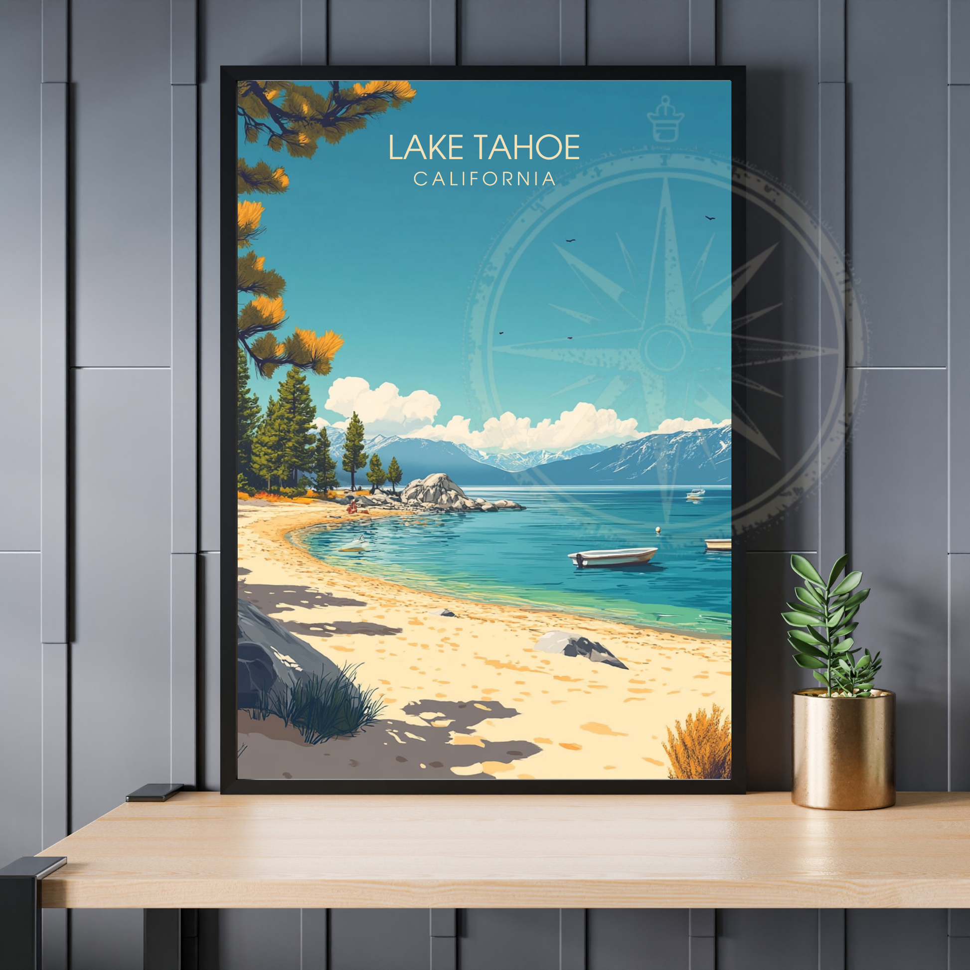 Affiche Lac Tahoe Californie | Poster de voyage États-Unis | Affiche Lac