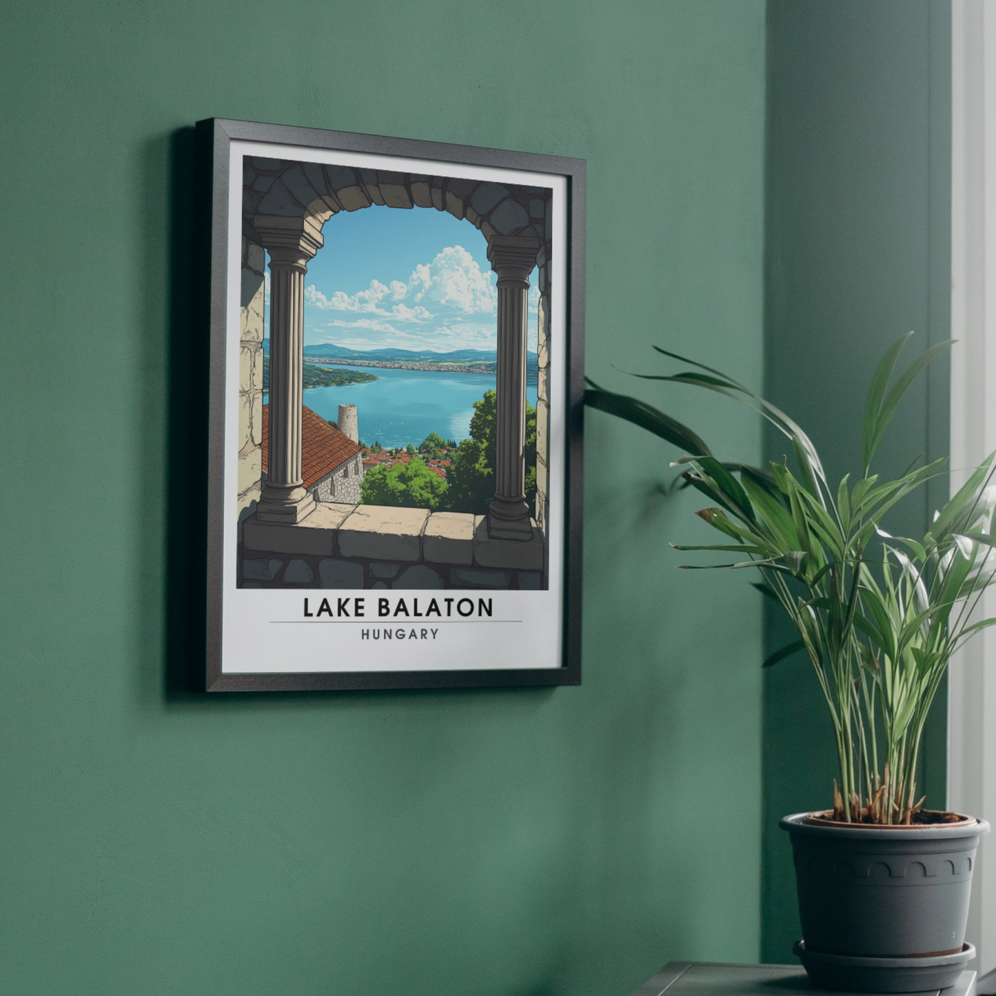 Affiche lac Balaton | Poster de voyage Hongrie | Affiche Lac