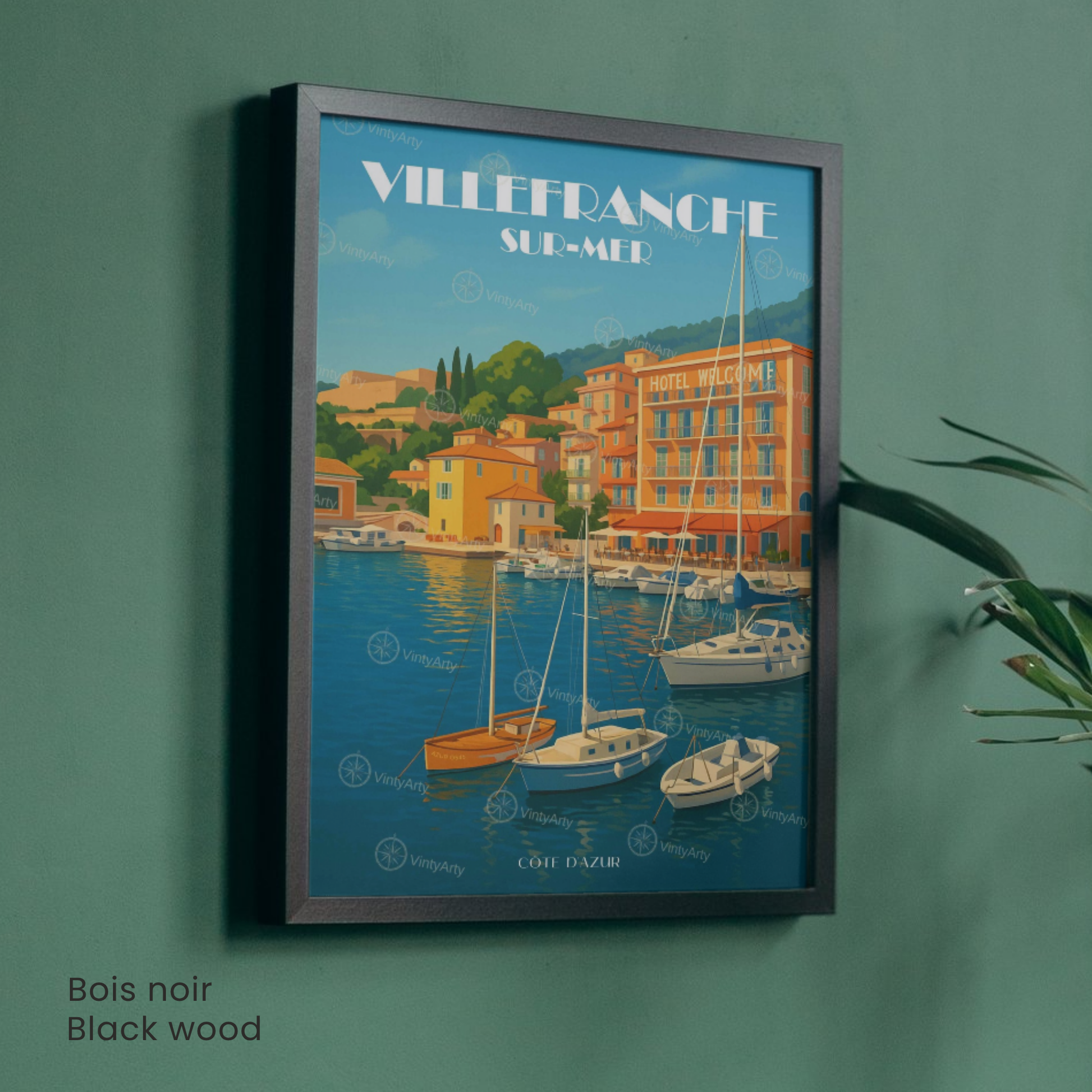 Affiche Villefranche-sur-Mer | Décoration de voyage France | Affiche Côte d'Azur