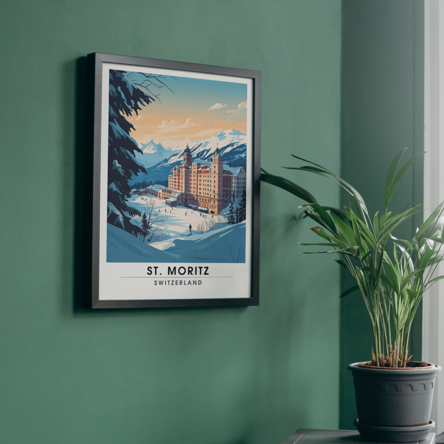 Affiche Saint-Moritz, Suisse | impression de voyage Saint-Moritz, Affiche de ski