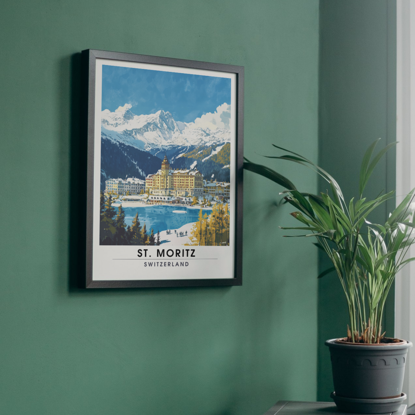Affiche Saint-Moritz, Suisse | impression Saint-Moritz, Affiche de ski