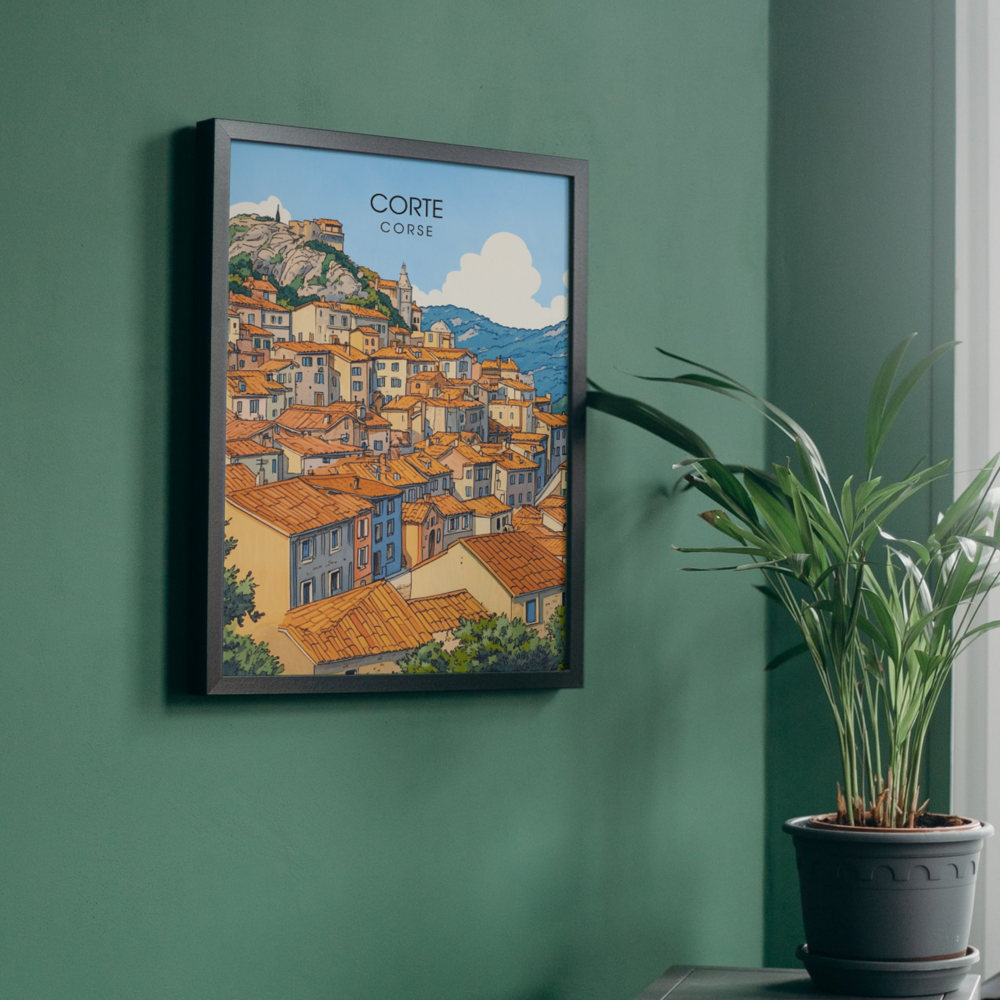Affiche Corte | Impression de voyage Corse | Affiche Corse