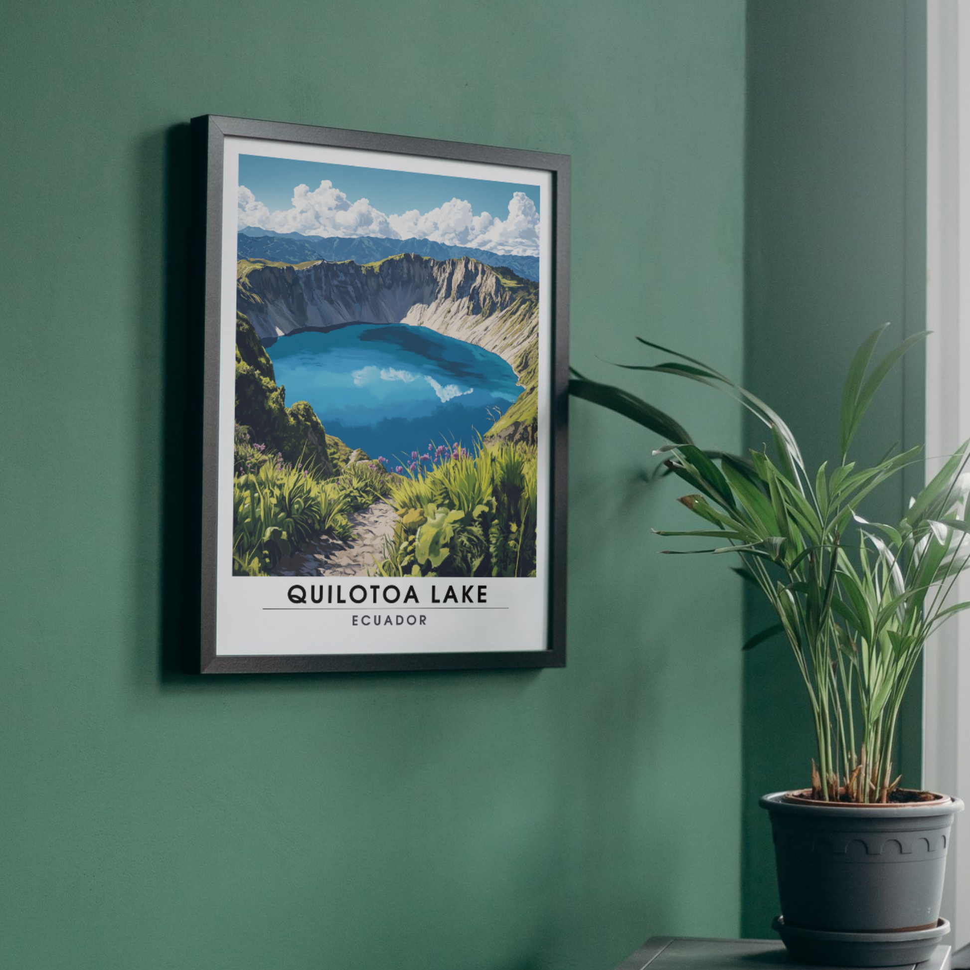 Affiche Lac Quilotoa | Poster de voyage Équateur | Affiche Lac