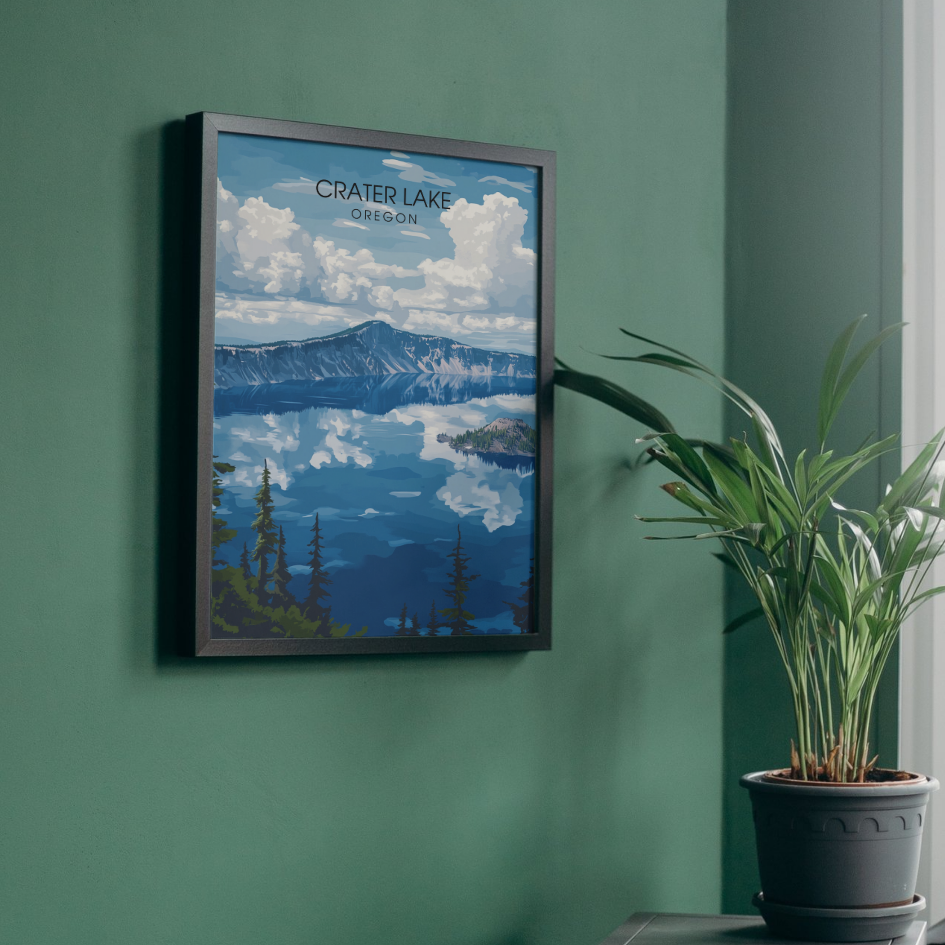 Affiche Lac Crater Oregon | Impression de voyage États-Unis | Affiche Lac