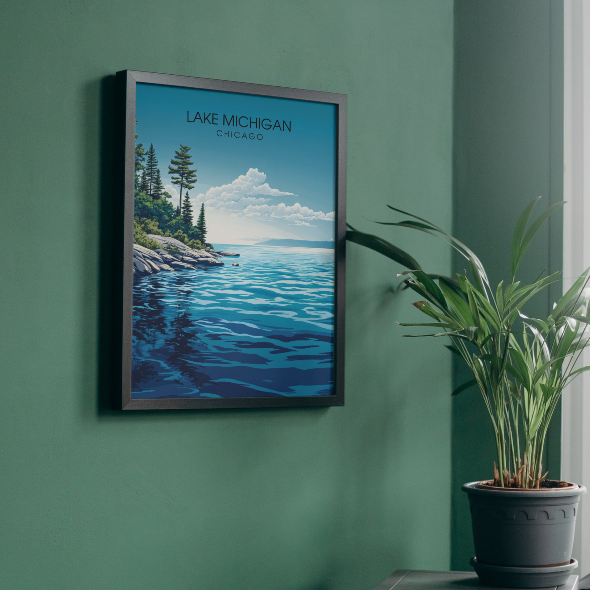 Affiche Lac Michigan Chicago | Impression États-Unis | Affiche Lac