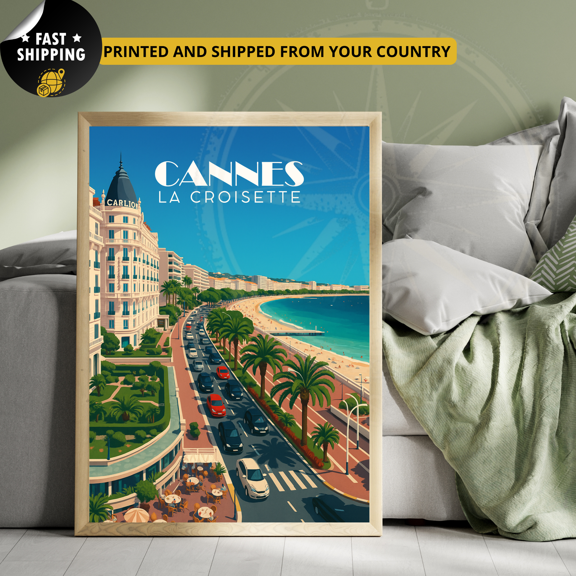Affiche Cannes | La Croisette | Affiche de voyage France