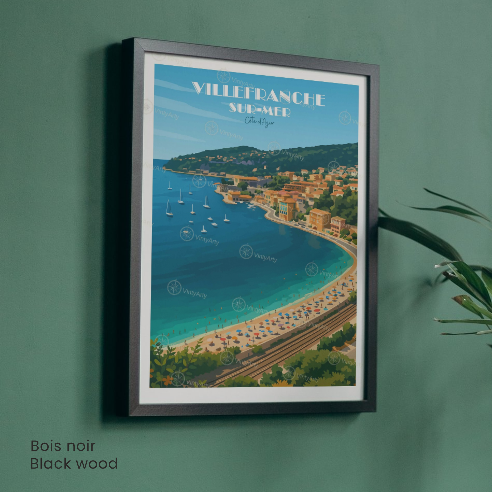 Affiche Villefranche-sur-Mer | Poster décoratif France | Affiche Côte d'Azur
