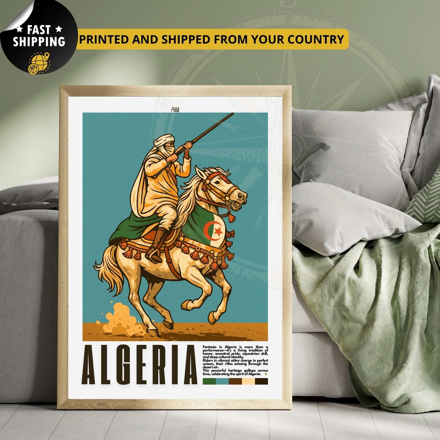 Algerien Poster | Algerien Reisedruck | Algerische Kultur | Fantasie