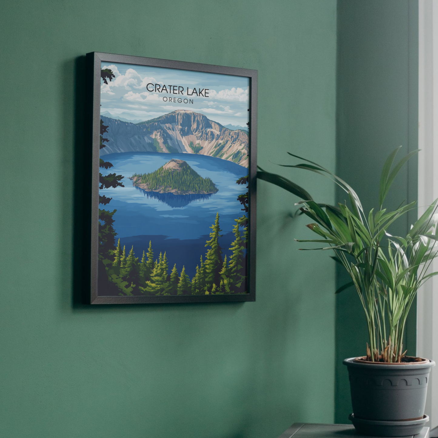 Affiche Lac Crater Oregon | Poster de voyage États-Unis | Affiche Lac