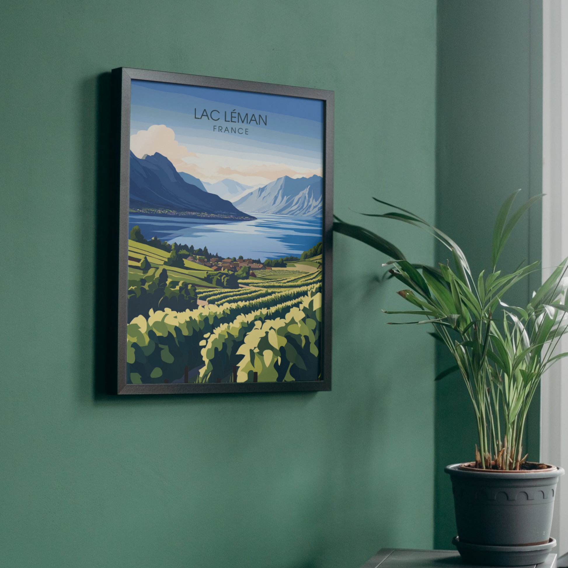 Affiche Lac Léman | Poster de voyage France | Affiche Lac