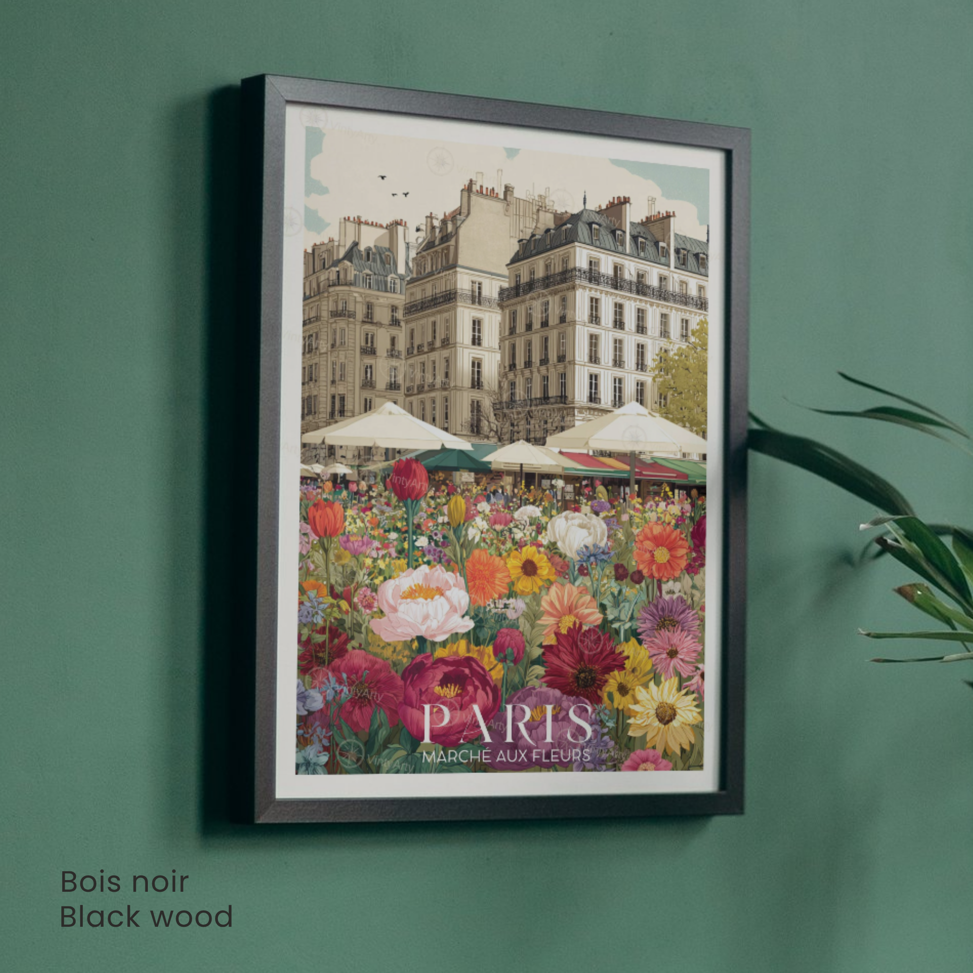 Affiche Paris | Impression de voyage France | Affiche Marché aux fleurs