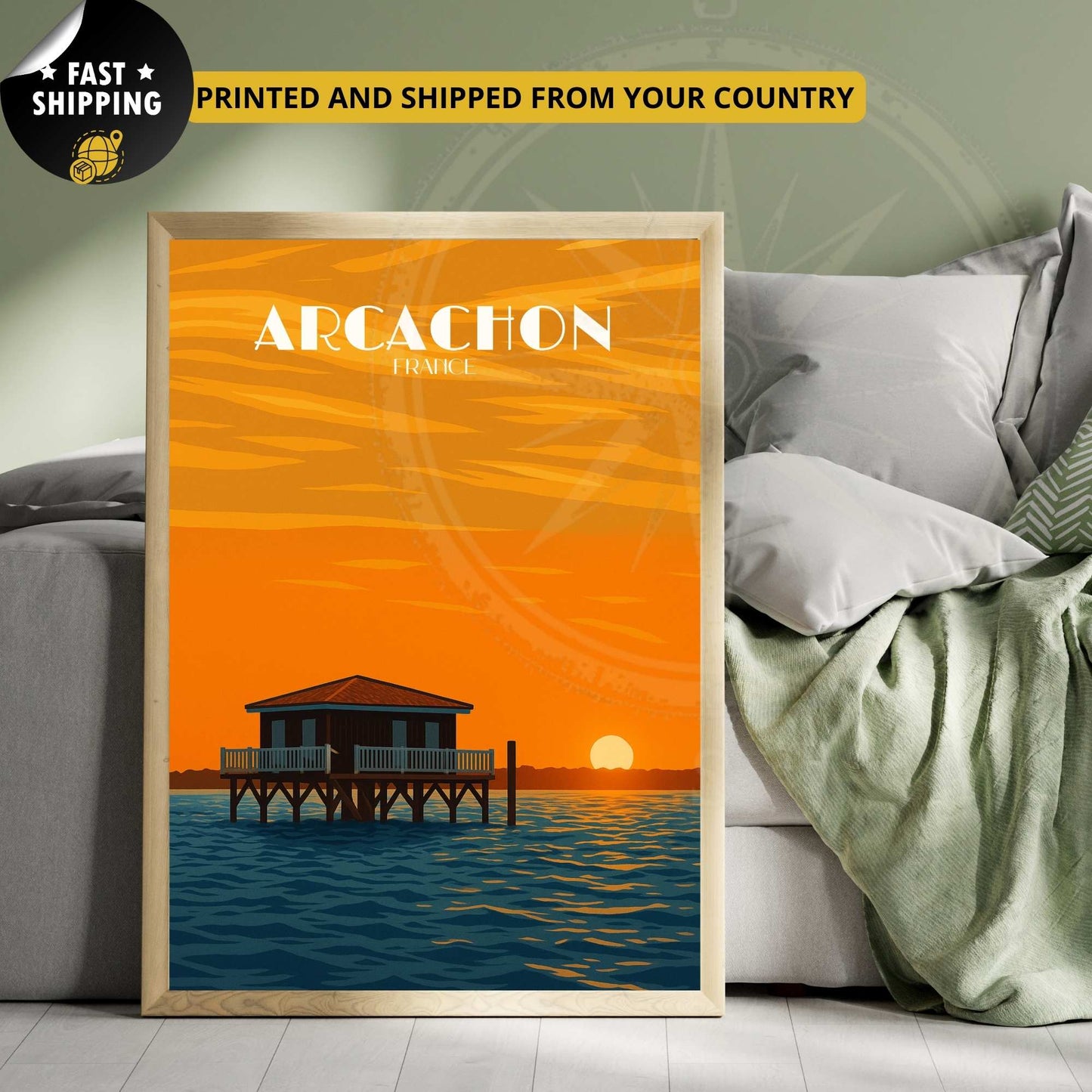 Affiche Arcachon | Impression Bassin d'Arcachon | Affiche de voyage France