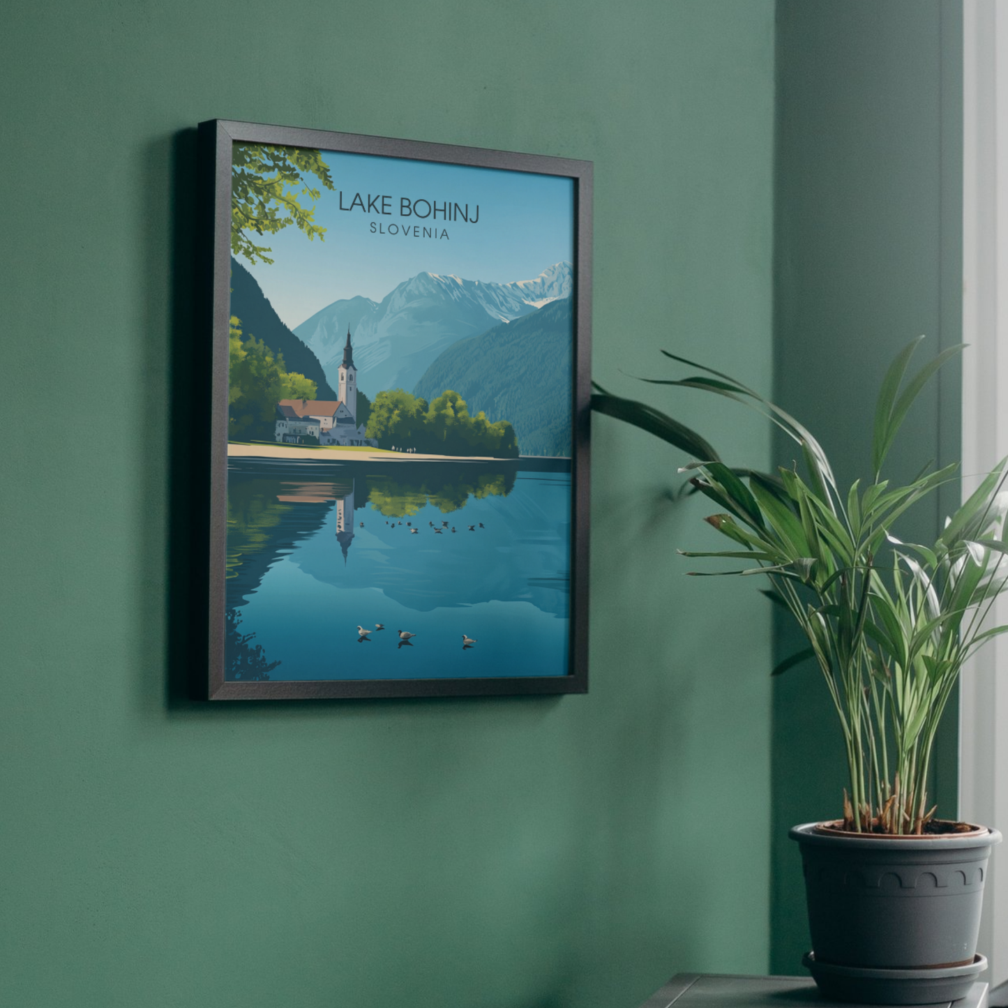 Affiche Lac Bohinj | Poster de voyage Slovénie | Affiche Lac
