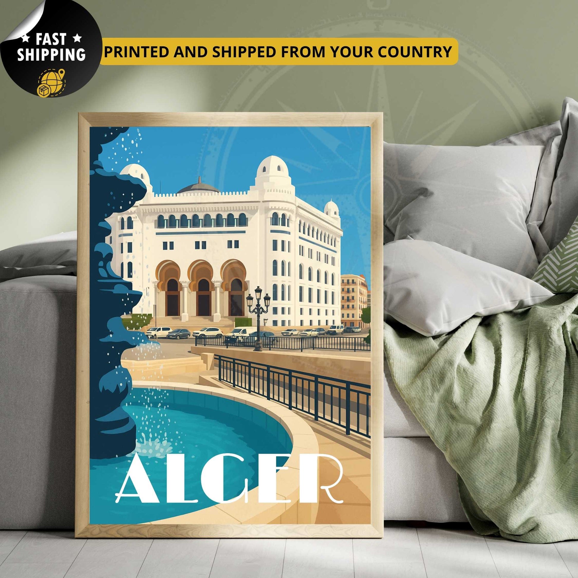 Affiche Alger | impression Alger | Grande poste d'Alger | Affiche Algérie