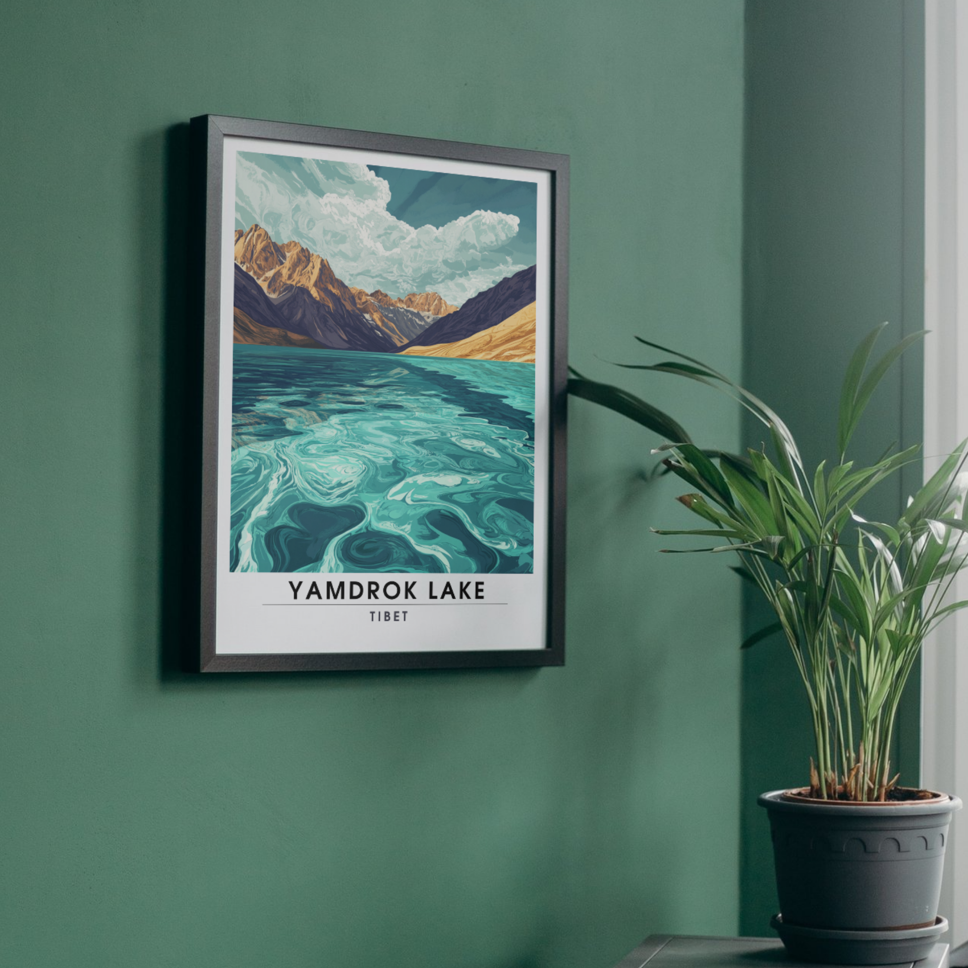 Affiche Lac Yamdrok  | Poster de voyage Tibet | Affiche Lac