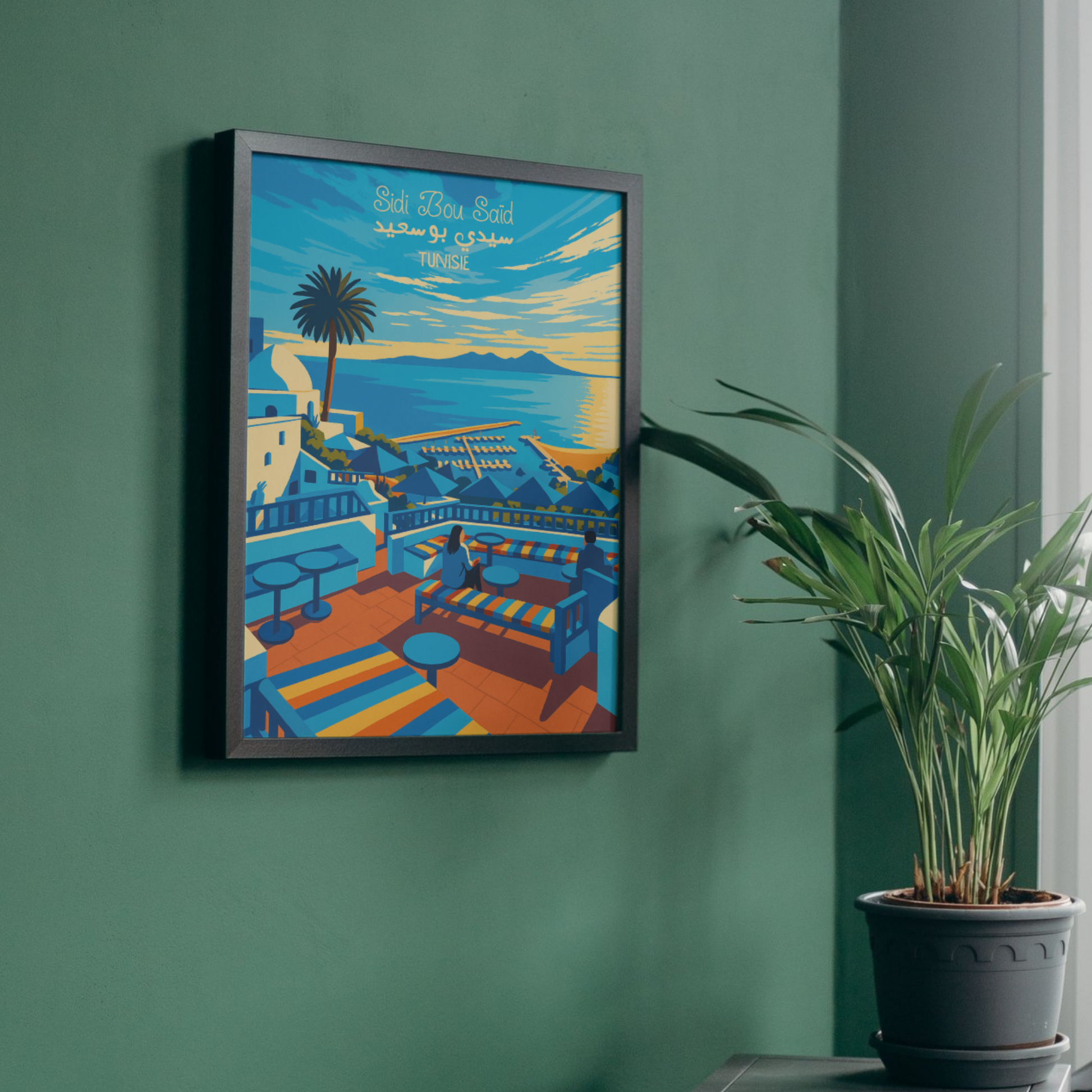 Affiche Sidi Bou Saïd | Impression de voyage Tunisie | Affiche Tunisie