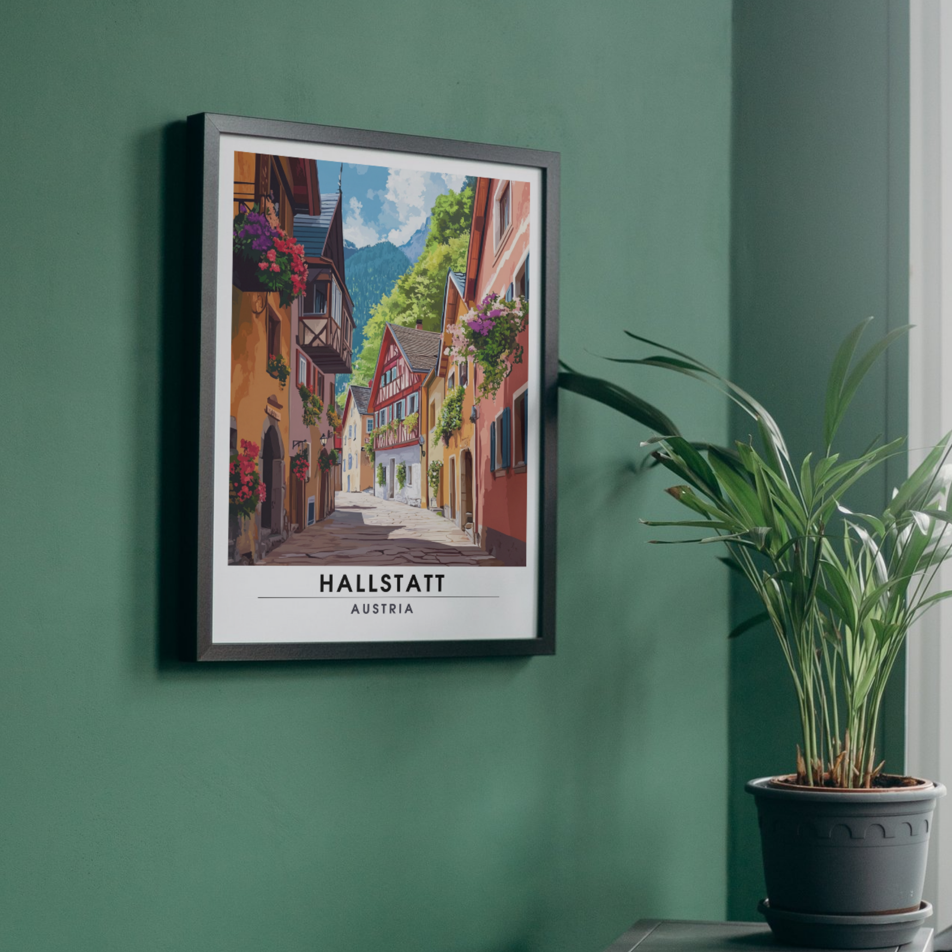 Affiche Hallstatt | Impression de voyage Autriche | Affiche Autriche