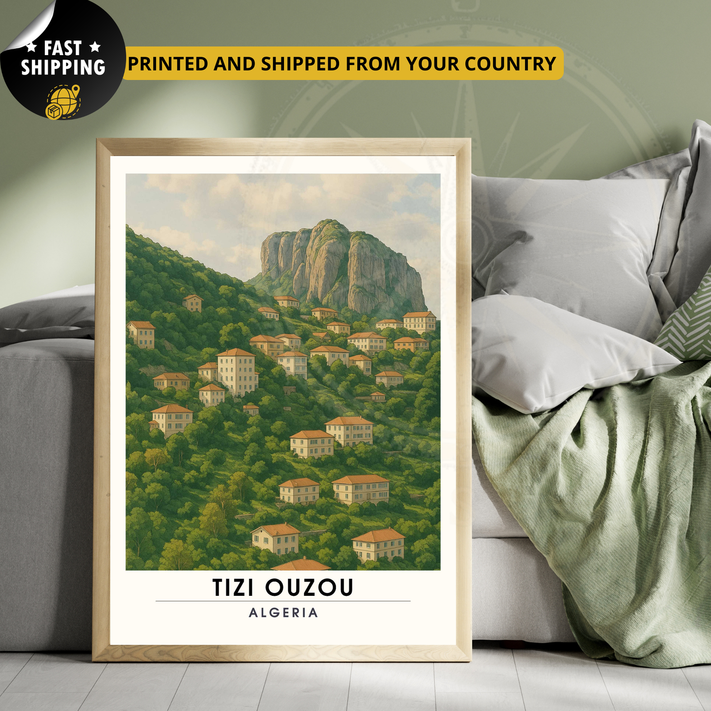 Affiche Tizi Ouzou | Poster Tizi Ouzou | Affiche Kabylie | Affiche Algérie