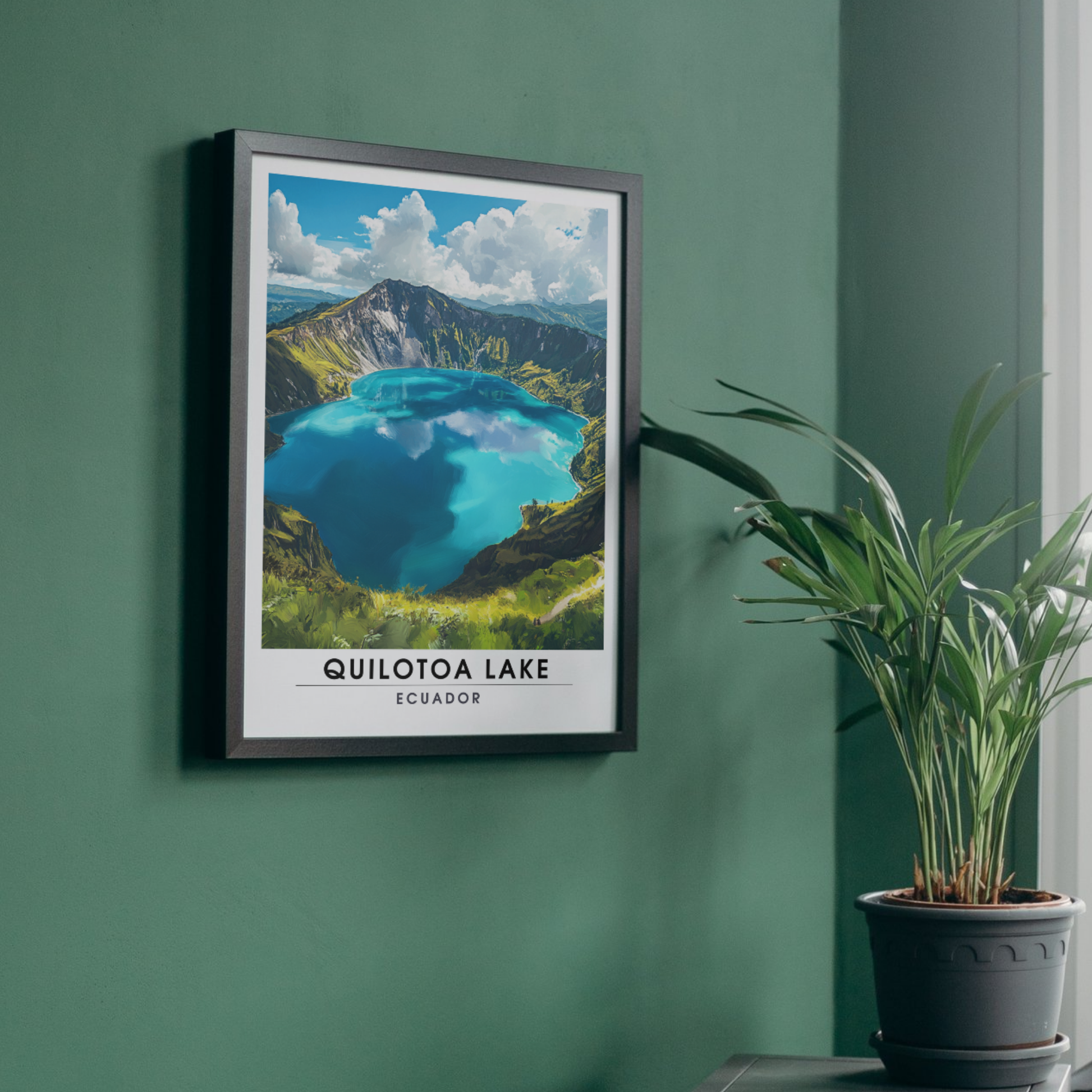 Affiche Lac Quilotoa | Impression de voyage Équateur | Affiche Lac