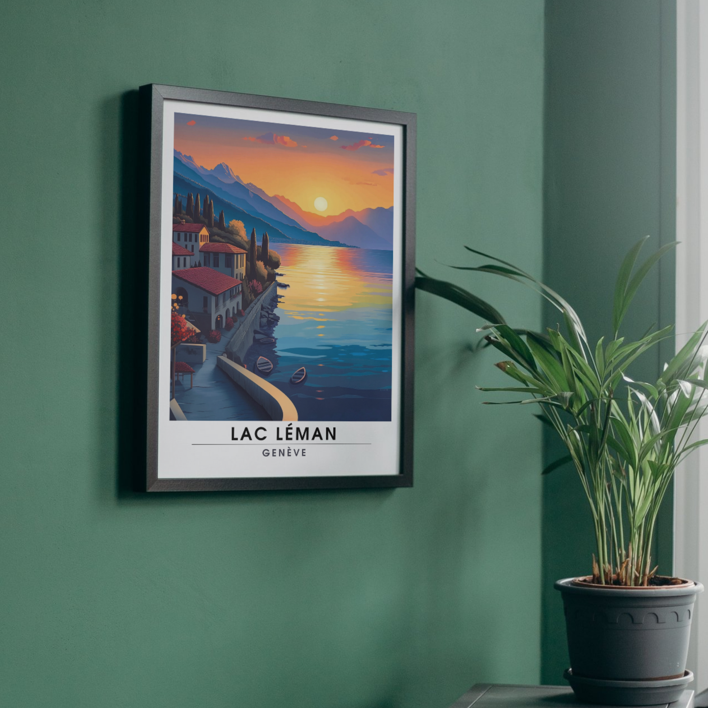 Affiche lac léman | Poster de voyage Suisse | Affiche Suisse