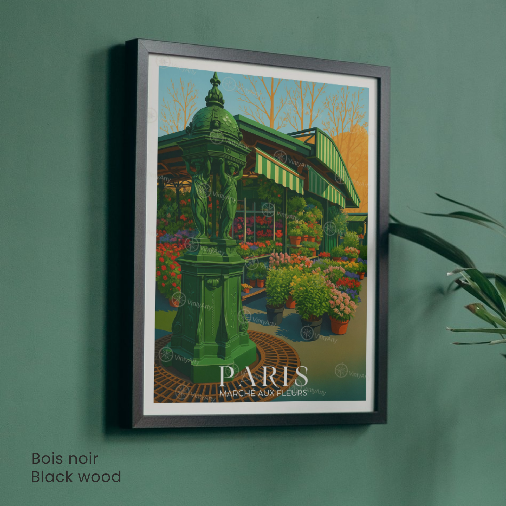 Affiche Paris | Poster de voyage France | Affiche Marché aux fleurs