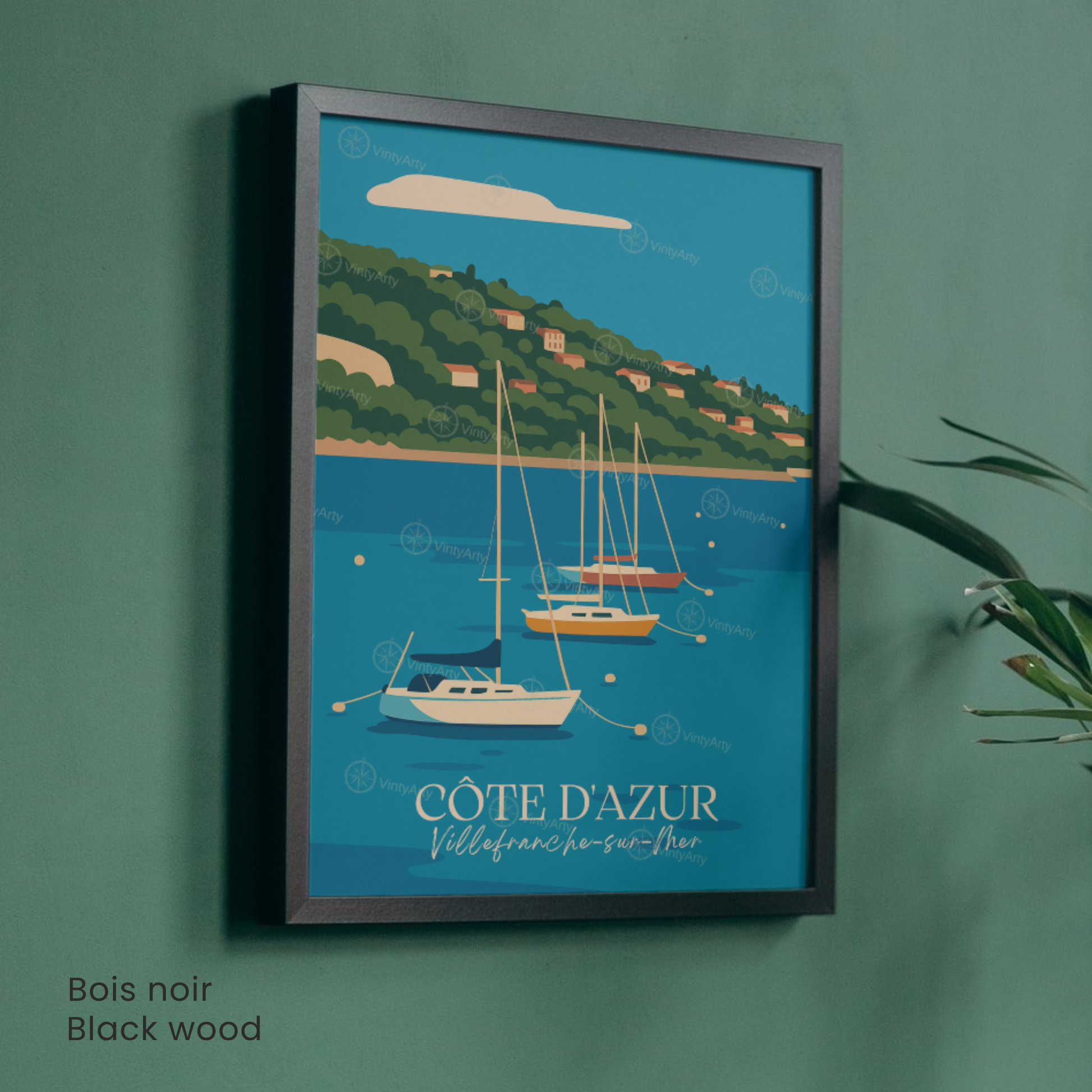 Affiche Villefranche-sur-Mer | Impression décoratif France | Affiche Côte d'Azur