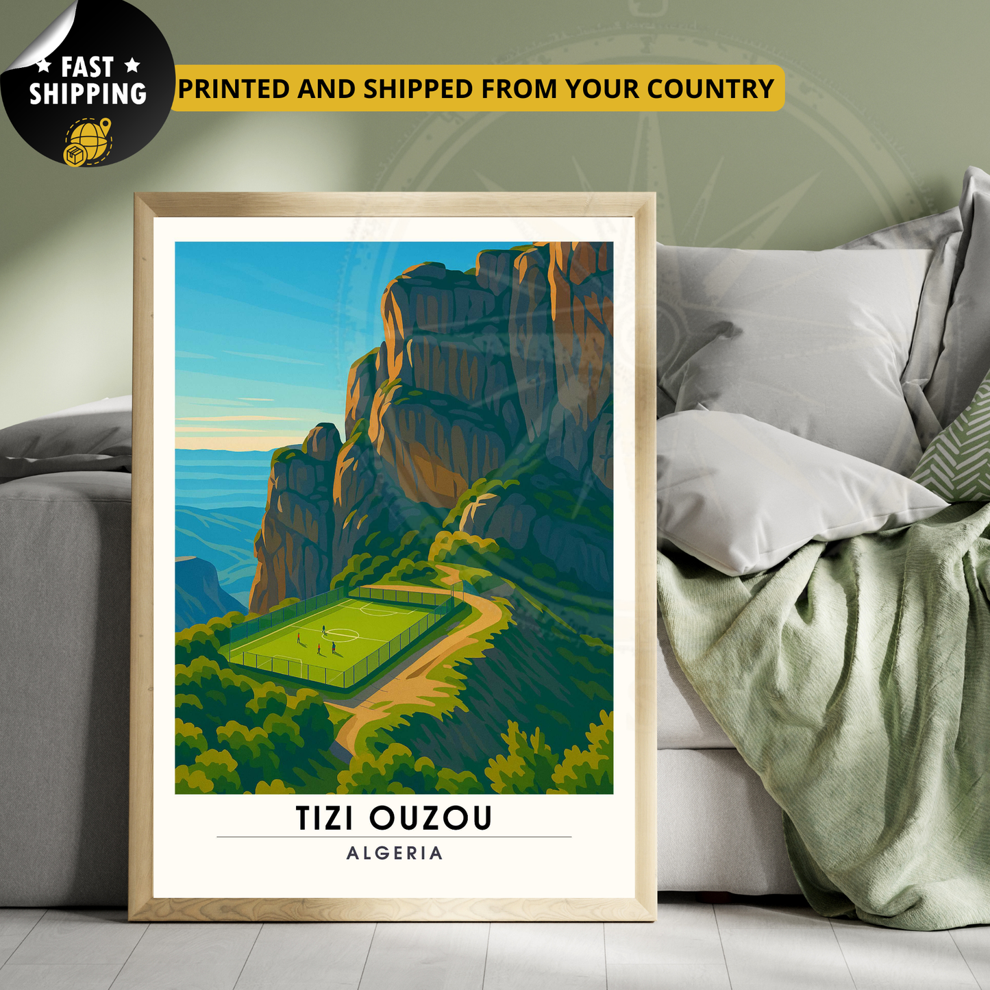 Affiche Tizi Ouzou | impression de voyage Tizi Ouzou | Affiche Kabylie | Algérie