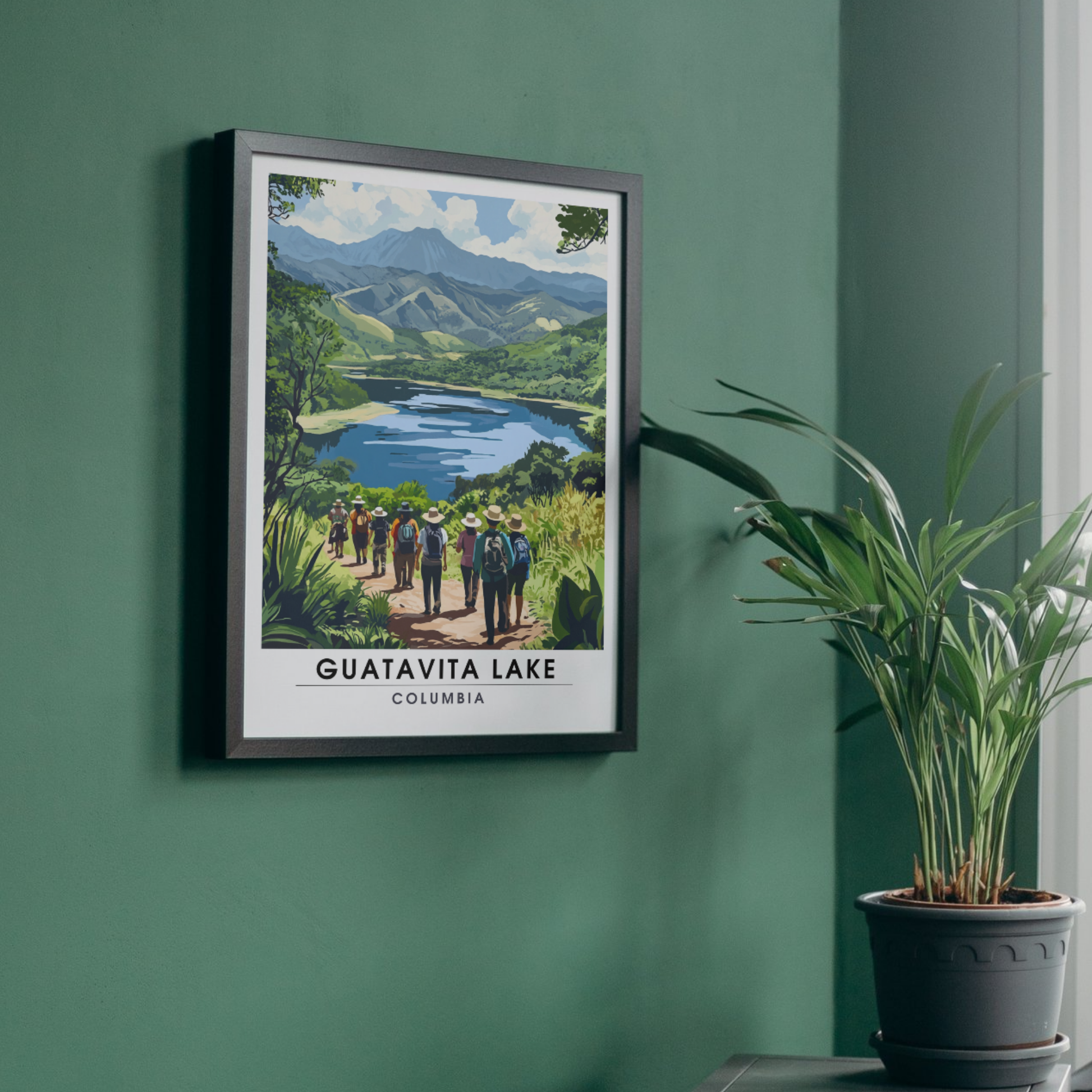 Affiche Lac Guatavita | Poster de voyage Columbia | Affiche Lac