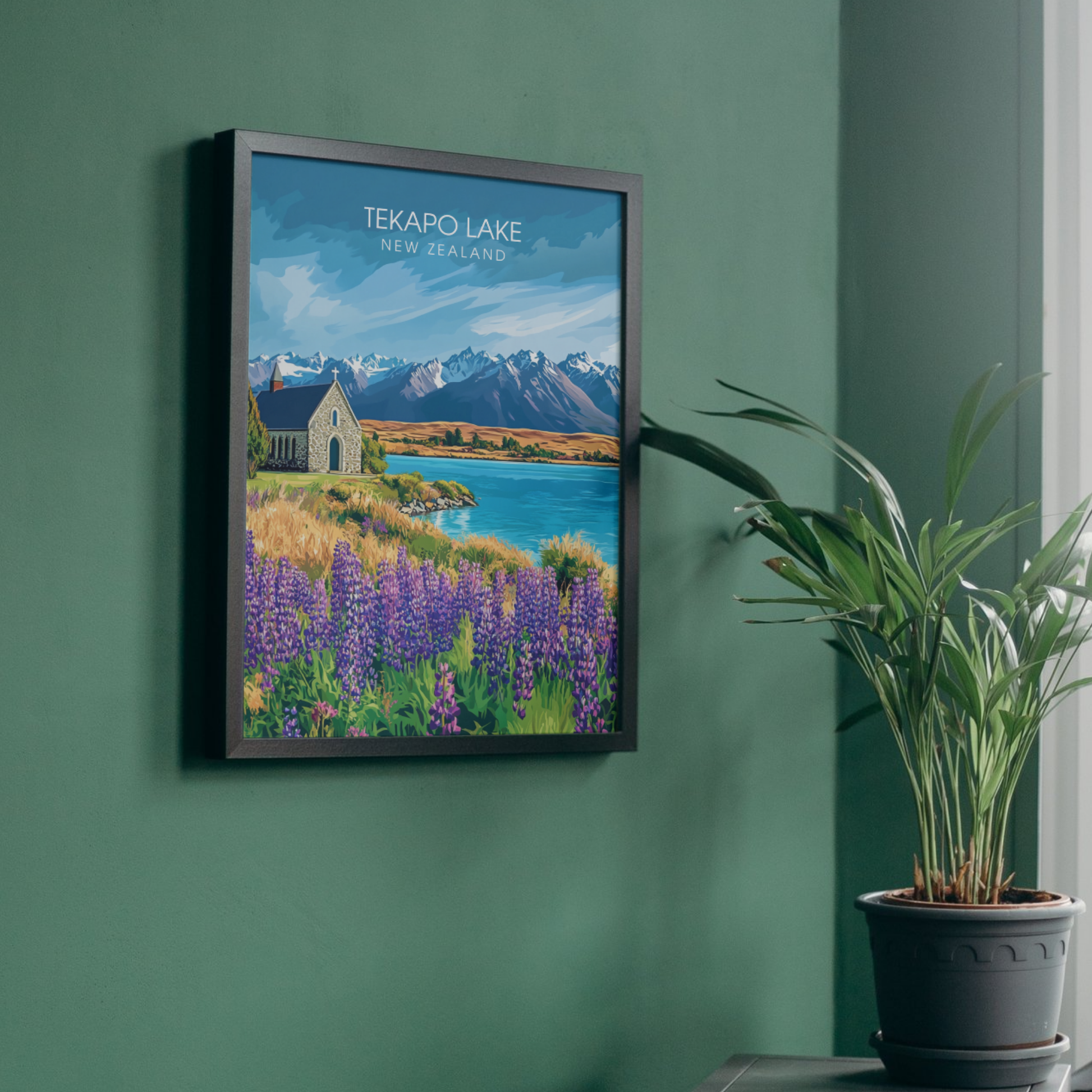 Affiche Lac Tekapo | Poster de voyage Nouvelle-Zélande | Affiche Lac