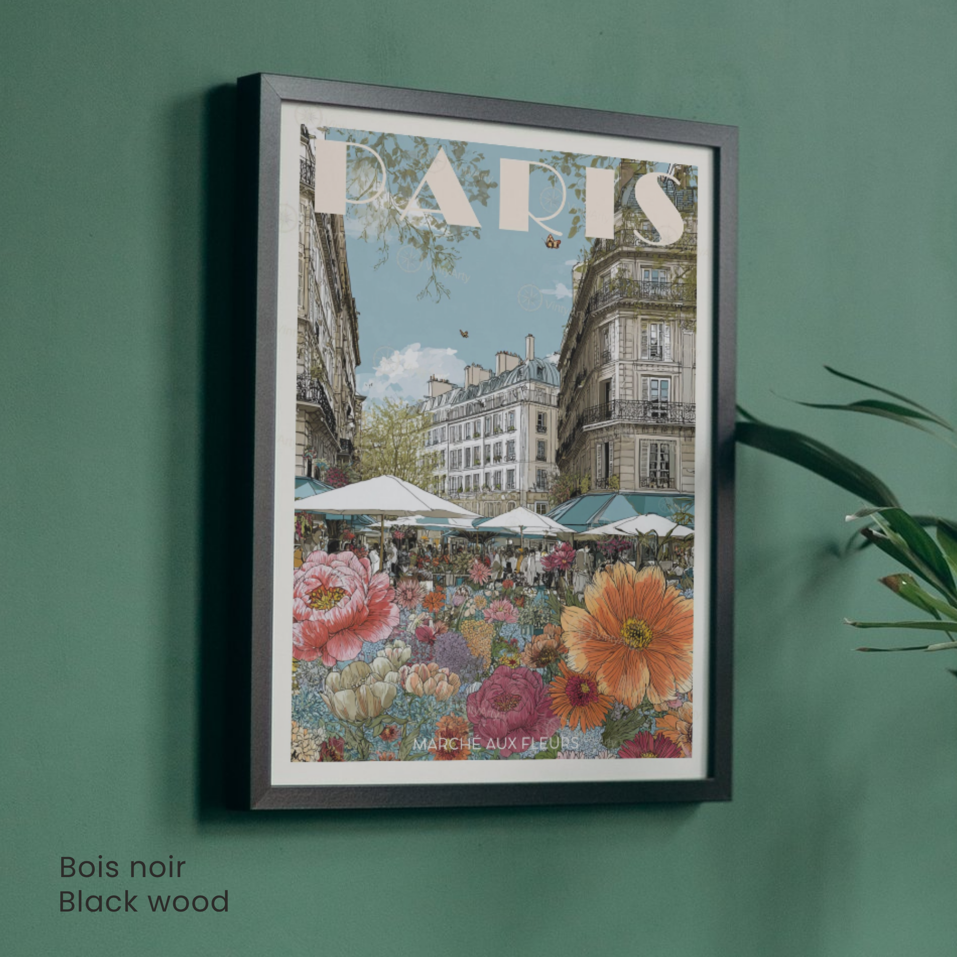 Affiche Paris | Poster artistique France | Affiche Marché aux fleurs