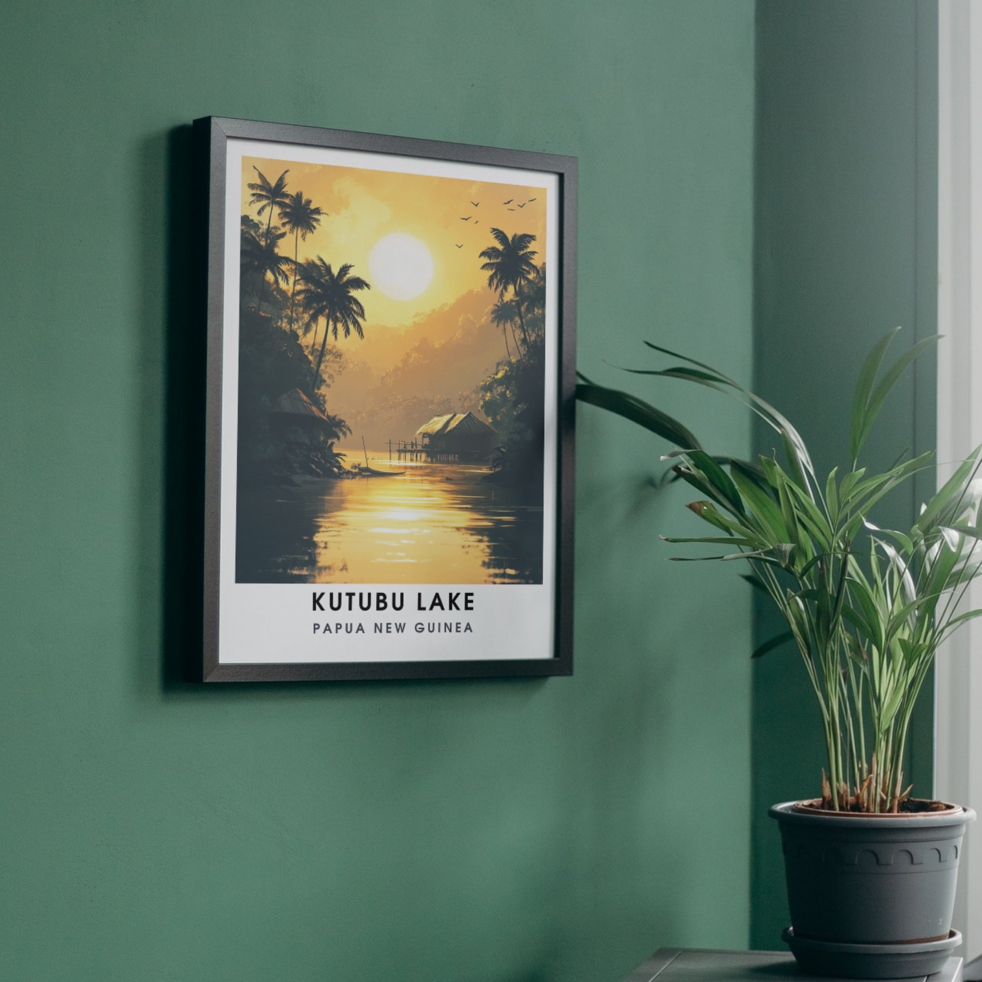 Affiche Lac Katubu | Poster de voyage Papouasie-Nouvelle-Guinée | Affiche Lac