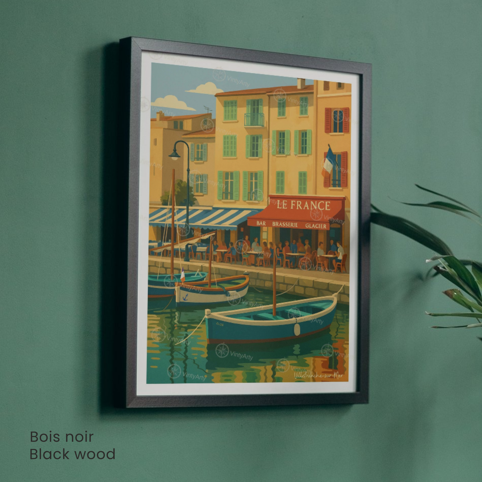 Affiche Villefranche-sur-Mer | Cadre mural France | Affiche Côte d'Azur