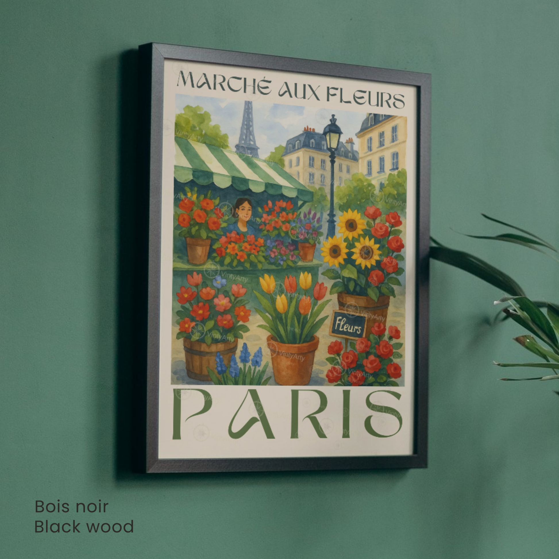Affiche Paris | Décoration de voyage France | Affiche Marché aux fleurs