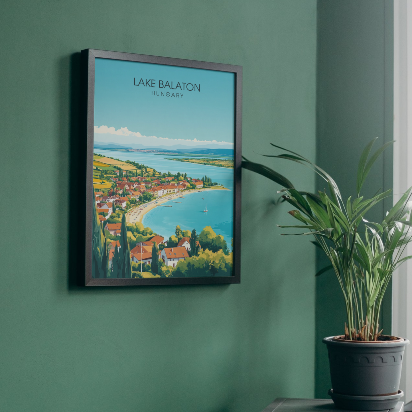 Affiche lac Balaton | Impression de voyage Hongrie | Affiche Lac