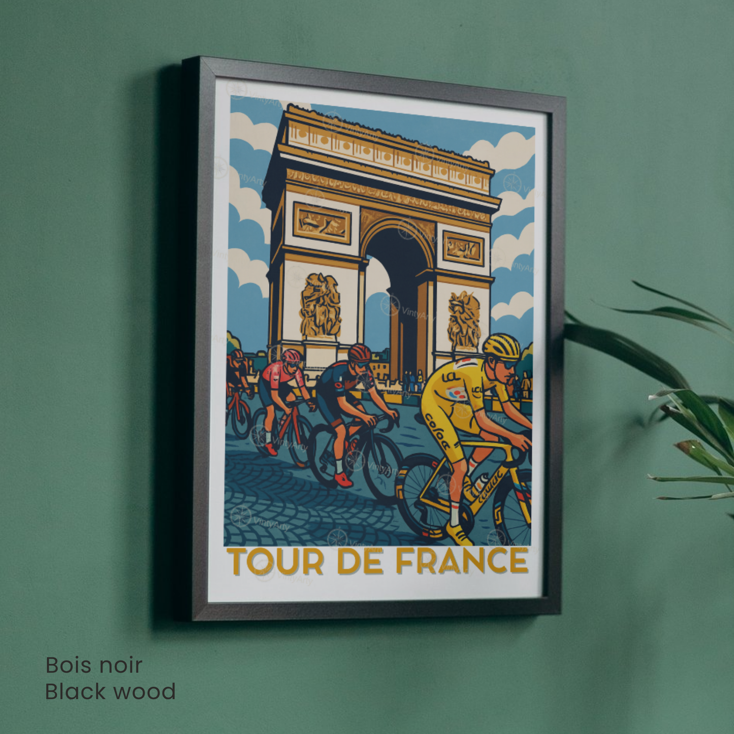 Affiche Tour de France – Poster Paris cyclisme – Illustration Arc de Triomphe vélo course
