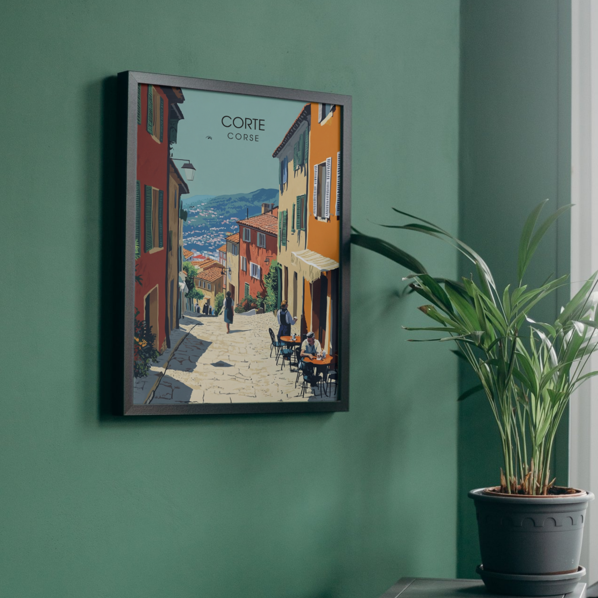 Affiche Corte | Poster de voyage Corse | Affiche Corse