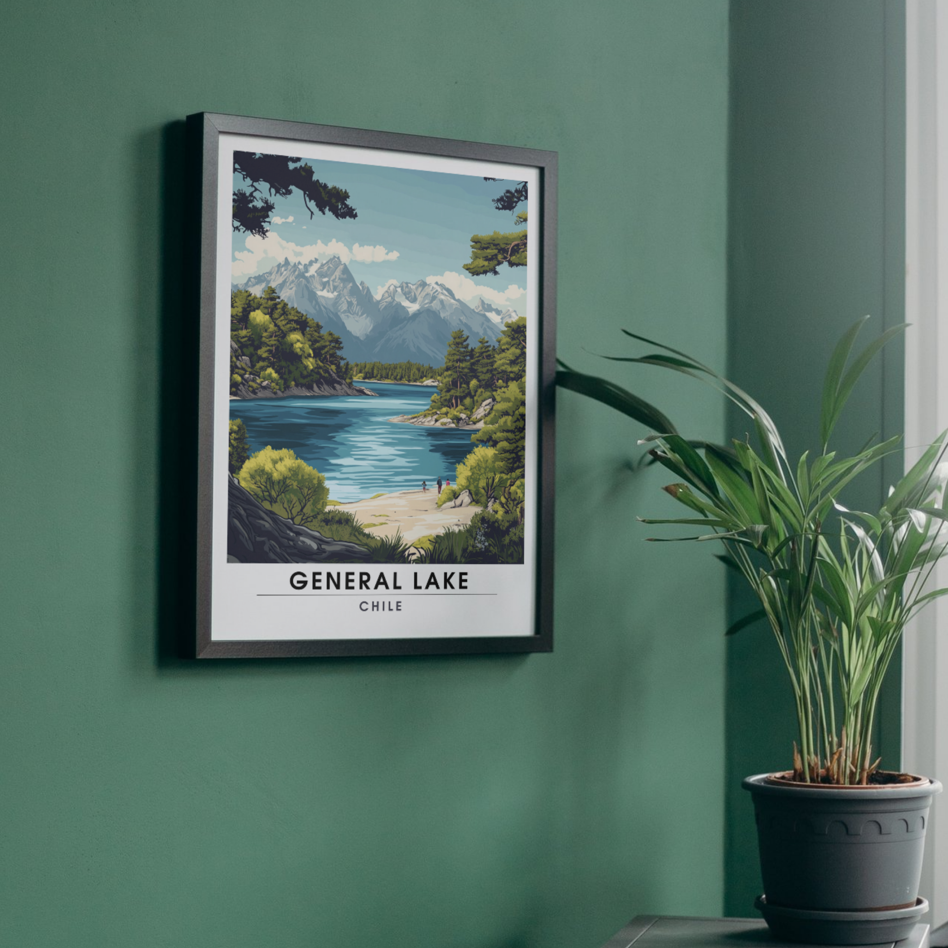 Affiche Lac Général | Impression de voyage Chili | Affiche Lac